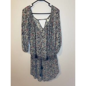 Denim & Supply Ralph Lauren Blouson Mini Dress Size SMALL‎ Floral Print Tassels